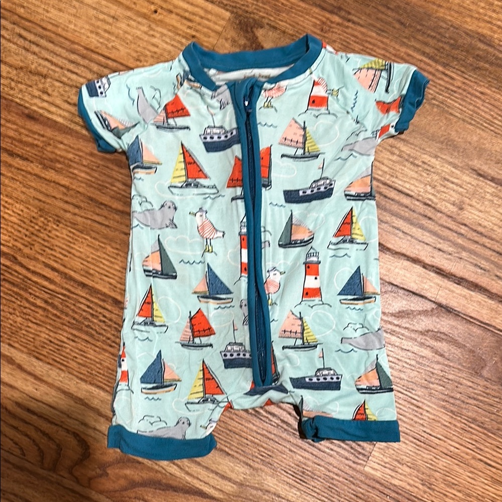 Little Sleepies Set Sail 0-3 shorty zippy